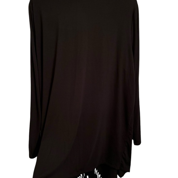 Serena Williams Black fringe edged front wrap 3X NWT long sleeve deep black - Picture 3 of 10